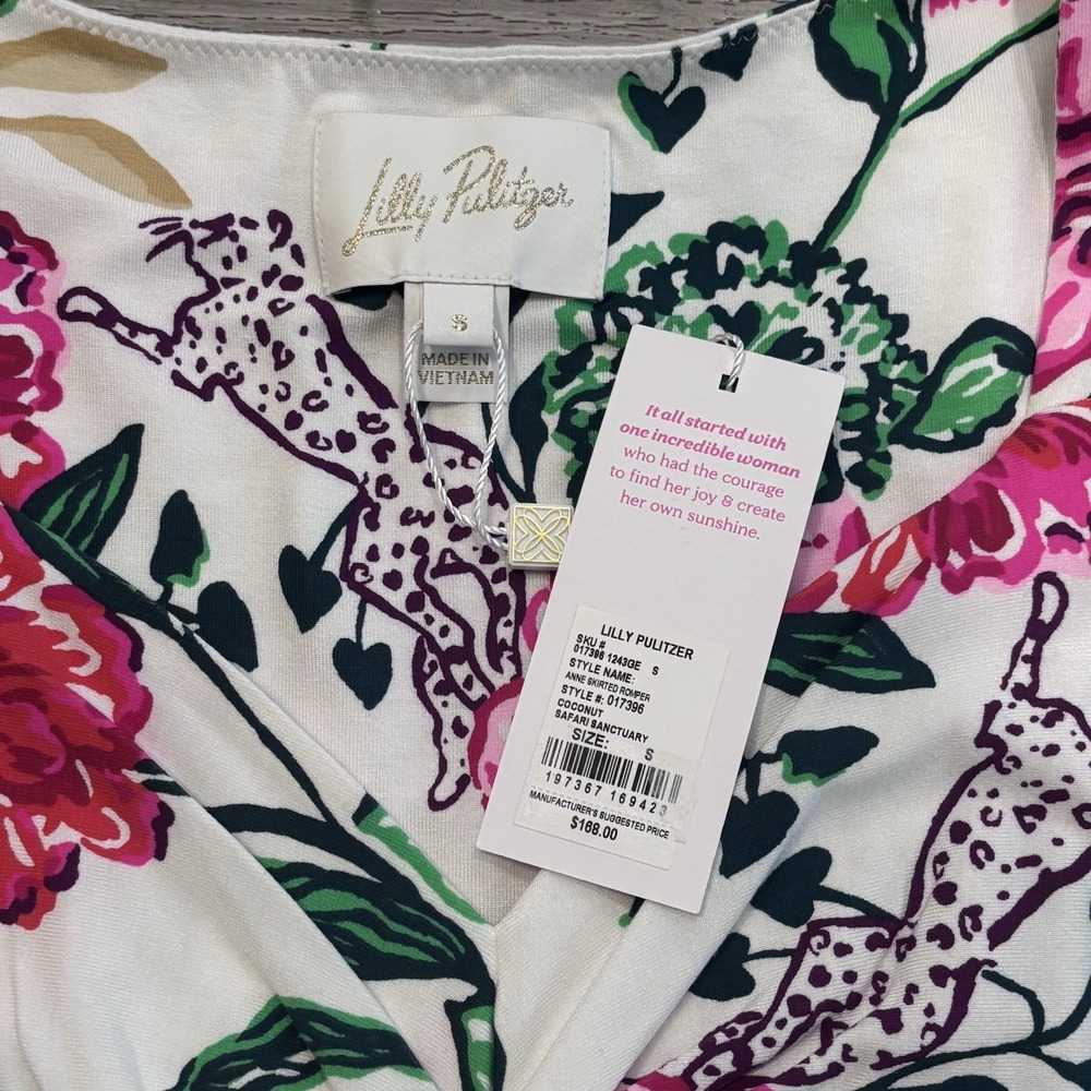 Lilly Pulitzer Anne Skirted Romper Coconut Safari Sanctuary Womens Small Floral - Picture 4 of 9